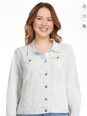 Time and Tru White Denim Jacket - Button-Front
